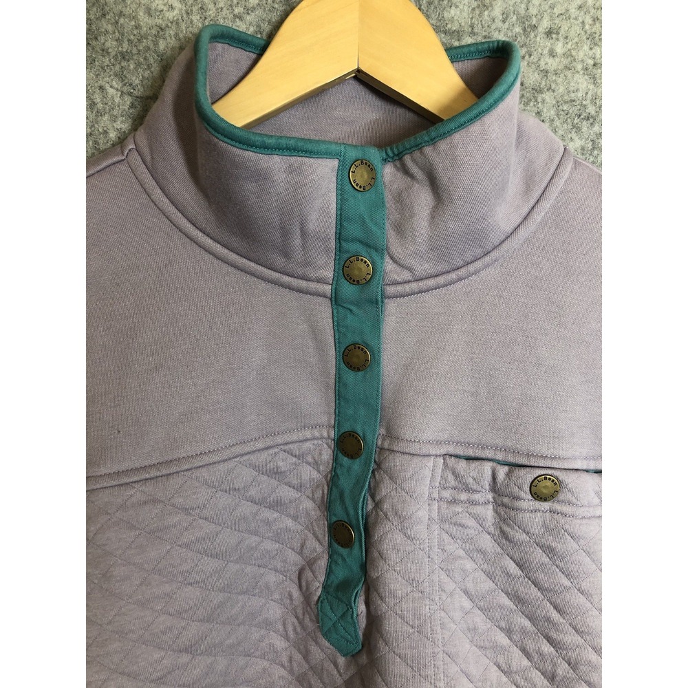 L.L. Bean Pullover Women Large Purple Colorblock Quilted 1/4 Snap Outdoors